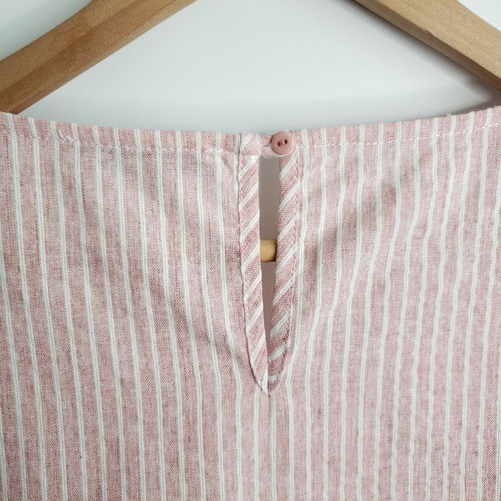 See And Be Seen Ruffle Striped Pink Top Blouse Sleeveless Cotton Career NWT - Picture 4 of 8